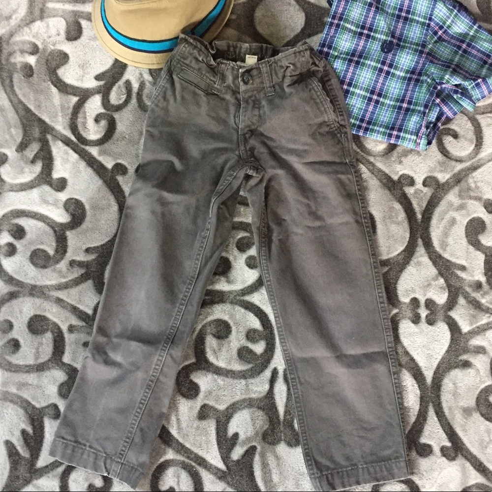 Boys Gray Pants Lands End Size 6 Adjustable Waist